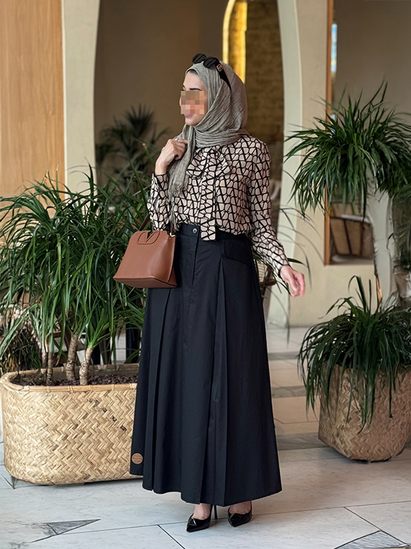 تنورة جينا نسائية طويلة أسود أمامية من BOGATIVE
